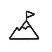 Simple Line Drawing Mountain Peak with Flag Icon Element Graphic vector