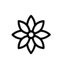 Simple Outline Floral Design with Eight Petals and Rounded Center Icon vector