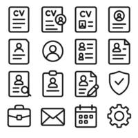 Simple Outline Style Job Application and Recruitment Icon Symbol Collection vector