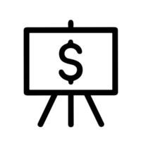 Outline Simple Easel with Dollar Sign Finance Presentation Icon vector