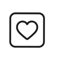 Outline Simple Rounded Heart Shape Icon Inside Square Button vector