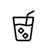 Simple Outline Cold Drink with Ice and Straw Beverage Icon vector