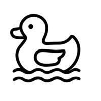 Simple Outline Duck Floating on Water Wave Line Icon Illustration vector
