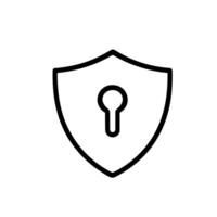 Outline Simple Security Shield with Keyhole Shape Icon Illustration vector