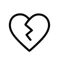Simple Black Outline Broken Heart Shape Expressing Sadness Grief Icon vector