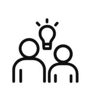 Minimalist Outline Teamwork Idea Lightbulb Collaboration Group Thin Line Icon vector