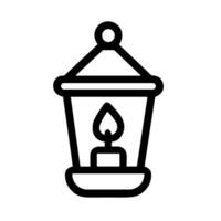 Minimalist Outline Style Lantern with Candle Symbol Icon Graphic Element vector