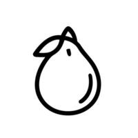 Minimalist Outline Pear with Leaf Handdrawn Fruit Food Illustration vector