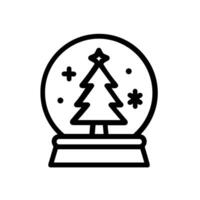 Simple Outline Tree in Snow Globe Winter Holiday Icon Lineart vector