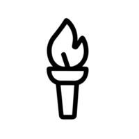Simple Outline Isolated Torch Flame Symbol Silhouette Modern Icon Graphic vector