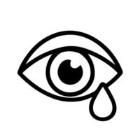 Simple Outline Crying Eye with Tear Drop Single Icon vector