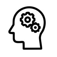Outline Simple Head with Gears Inside Mind Thinking Line Icon vector