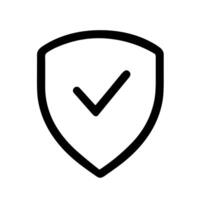Simple Outline Shield Checkmark Security Icon, Modern Protection Symbol Design vector