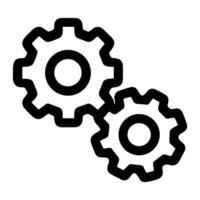 Simple Outline Two Gear Mechanical Process Symbol Sign Icon Design vector