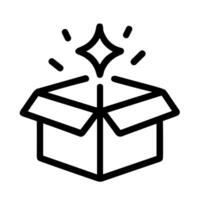 Minimalist Line Open Box with Shining Star Icon Graphic Element vector