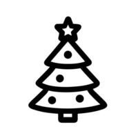 Minimalist Outline Christmas Tree with Star and Ornament Icon Element vector