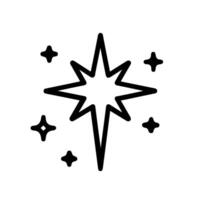 Simple Outline Celestial Starburst Twinkle Sparkle Element Decorative Shape Icon vector