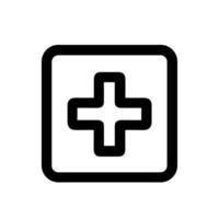 Line Art Rounded Square Plus Symbol Shape Pictogram Add Sign vector
