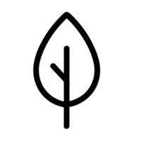 Minimalist Outline Leaf with Stem Botanical Simple Shape Icon Design vector