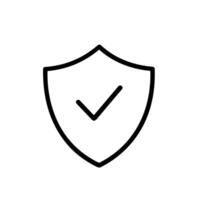 Outline Simple Shield Checkmark Symbol Graphic Element Minimalist Icon vector