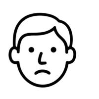 Simple Line Drawing Sad Man Portrait Face Expression Icon Graphic vector