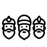 Minimalist Outline Three Wise Men Christmas Nativity Scene Icon vector