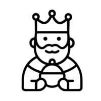Minimalist Line Art Wise Man King Holding Ornament Religious Icon vector