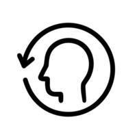 Simple Line Art Head With Arrow Refreshing Process Icon Sign vector