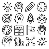 Simple Line Art Creativity and Innovation Symbol Set for Graphic Elements vector