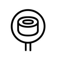 Simple Line Circle Sushi Roll Sign Icon with Stand Post vector