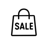 Simple Lineart Shopping Bag Sale Text Outline Icon Graphic Element vector