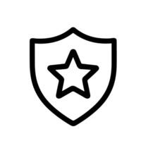 Simple Line Shield with Star Shape Security Protection Icon vector