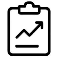 Simple Line Style Rising Arrow on Clipboard Business Graph Icon vector