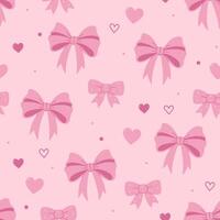 Simple pink seamless pattern with bows and hearts. graphics. vector