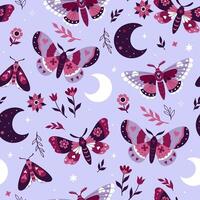 Seamless pattern with magical night butterflies. graphics vector