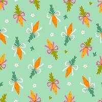 Seamless pattern with carrots and bows vector
