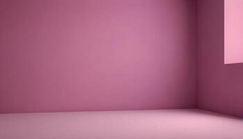 A clean, minimalist studio space bathed in soft pink tones with a simple corner backdrop. photo