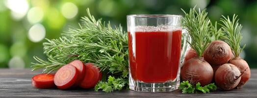 A glass of juice with carrots and rosemary photo