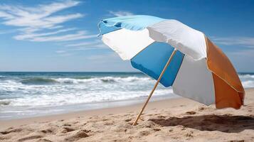 An umbrella on the beach photo