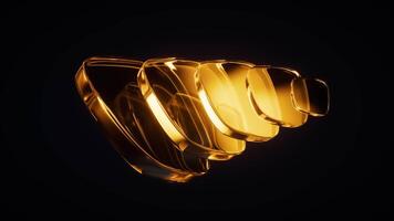 Abstract golden glass geometry background, 3d rendering. video