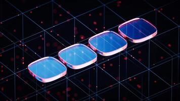Abstract neon glass geometry cube, 3d rendering. video