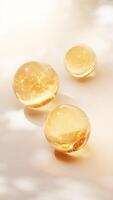 Transparent golden liquid bubble background, 3d rendering video