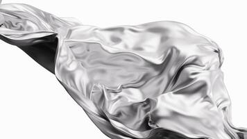 Flowing silver wave cloth background, 3d rendering. video