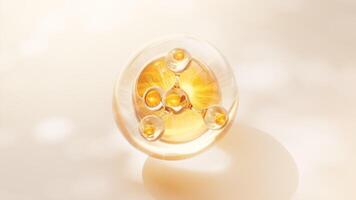 Biological golden molecule with bubble background video