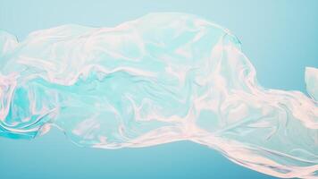 Flowing cyan transparent cloth background, 3d rendering. video