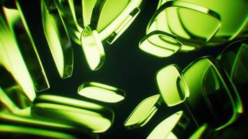 Abstract glass fragment flowers background, 3d rendering video