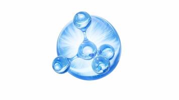 Blue liquid molecule and water bubble with alpha channel, 3d rendering. video
