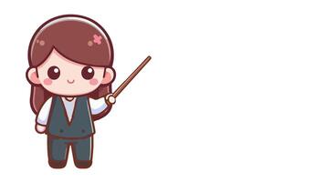 Kawaii Cute female character Presenting with Board, loop animation video