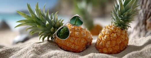 Pineapples on the beach photo