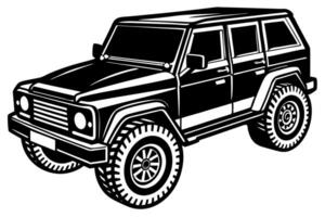 Black and white jeep on a white background vector